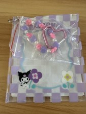 Sanrio Kuromi Thin Clear Pouch With Heart Shaped Key Ring With Charm