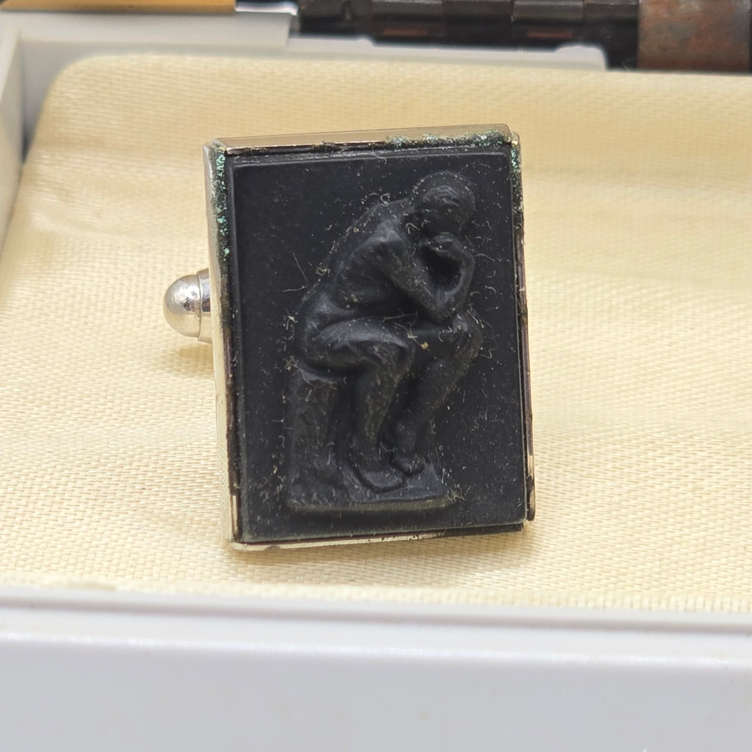 Anson The Thinker Rectangular Cufflinks Black Car… - image 3
