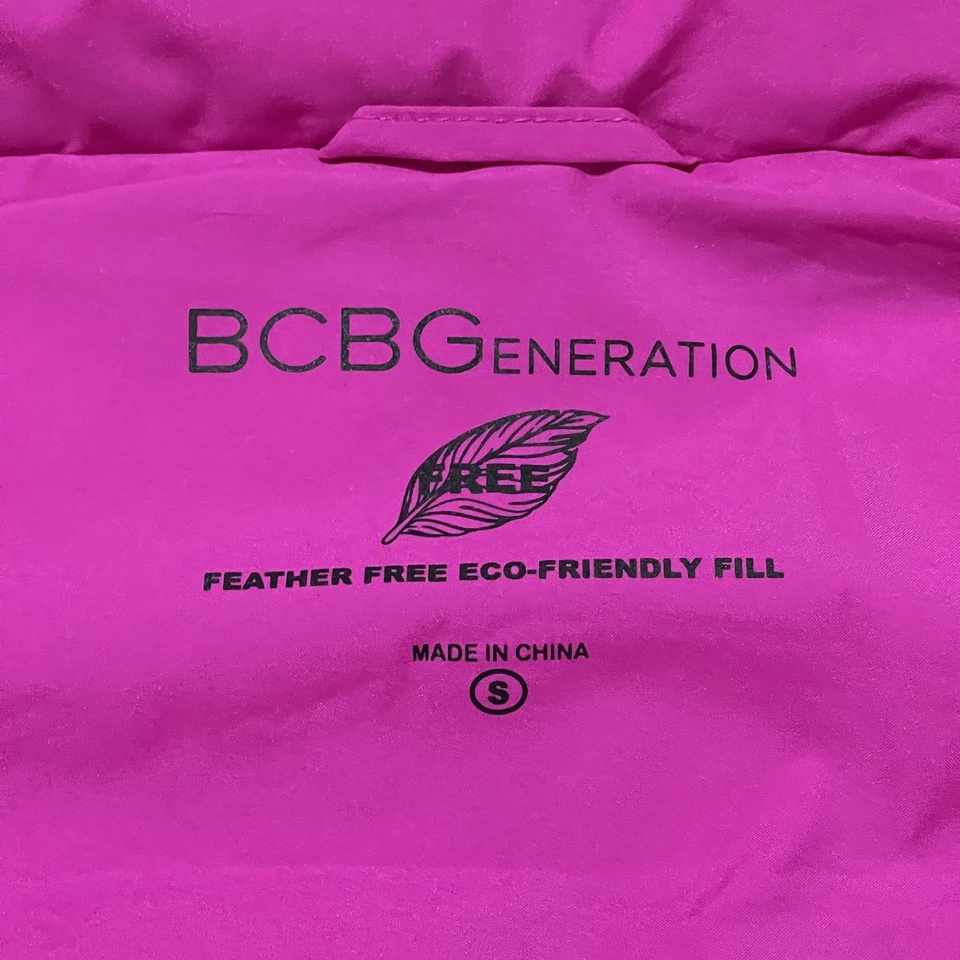 BCBGeneration Vest Womens Small Deep Pink BCBG Puffer Hooded Eco Friendly - Image 2 of 4