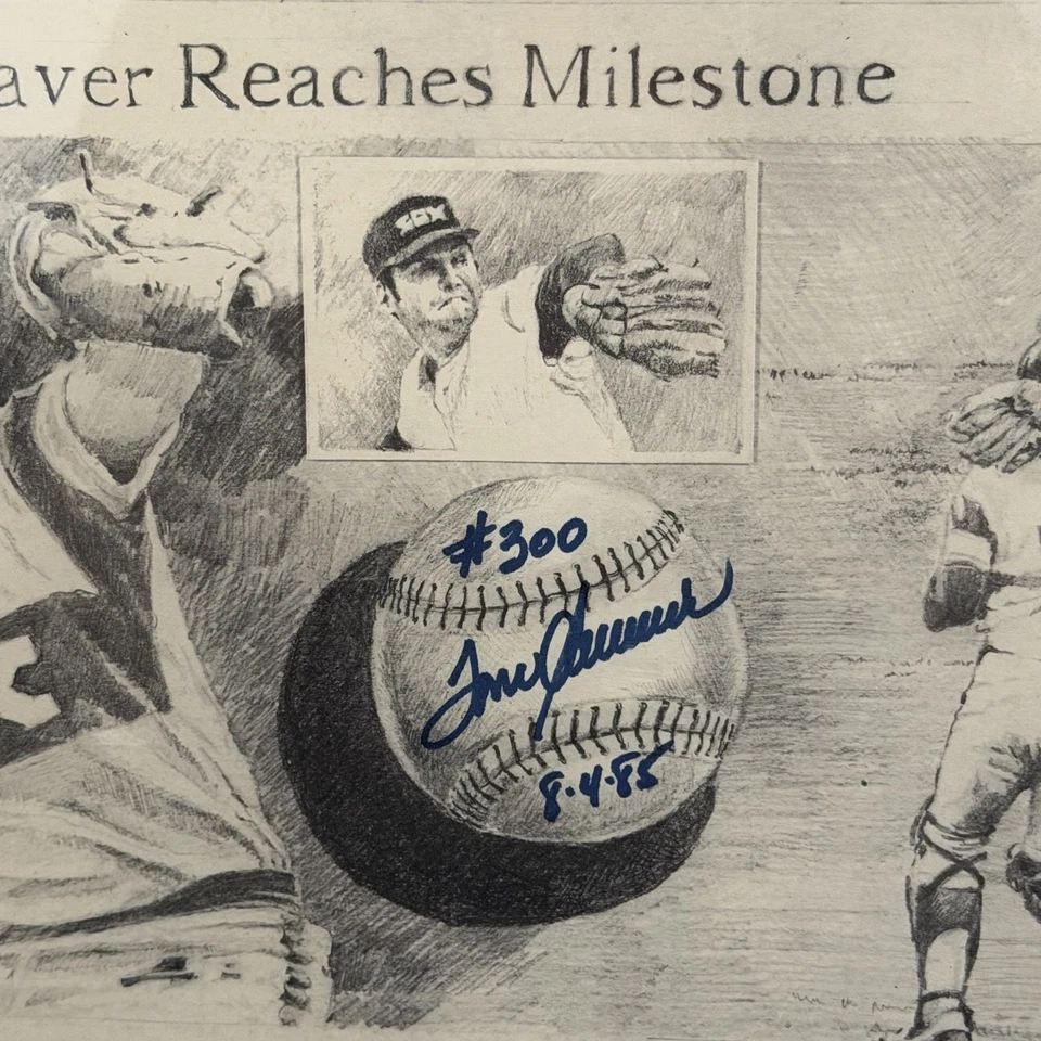Tom Seaver Signed Lithograph 97/300 Framed 300th Win White Sox 8/4/85 Autograph - Image 2 of 4