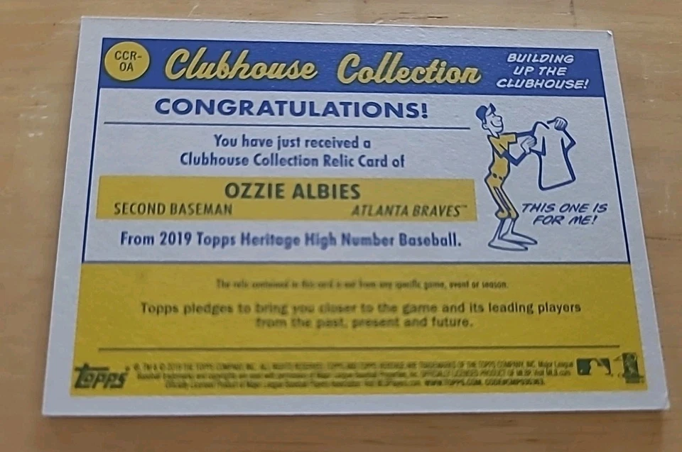 2019 Topps Heritage #CCR-OA Ozzie Albies Clubhouse Collection Relics See Pics - Image 2 of 3