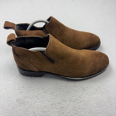 Bacco Bucci Chelsea Boots Mens Size 9 Brown Suede Studio Ankle Lug Sole Casual