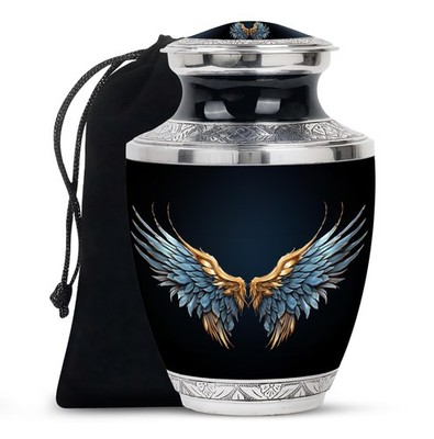 Wings Blue Aura Cremation Urns for Ashes Adult Female & Men (10 Inch)