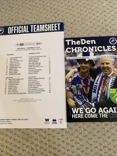 Millwall V Norwich Home Programme & Team Sheet Sat 22nd August