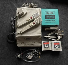 Vtg DeJur Grundig Stenorette Execumatic 1970s Dictation Machine Tapes Mics more