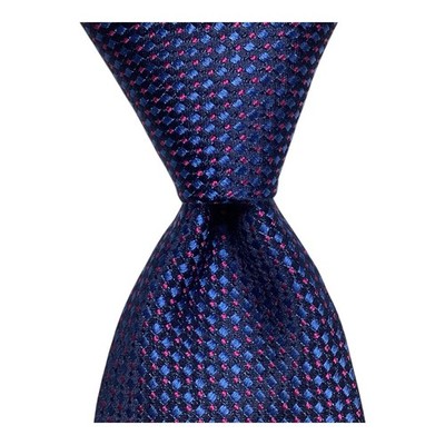 TOM JAMES Men's Silk Necktie 57 7/8'' x 3 3/8'' Designer Geometric Blue/Pink EUC