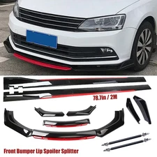 Glossy Black Red Front Lip Chin Bumper Side For VW Passat Scirocco Golf 2015-22