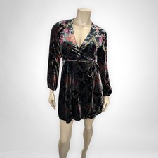 ZARA Printed Velvet Crossover Dress S