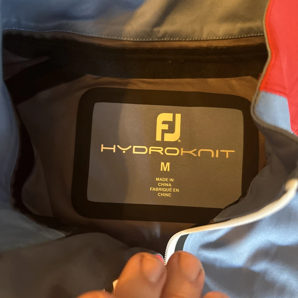 Footjoy Jacket Hydroknit Golf Rain Red Gray Sz M Windbreaker Waterproof Dryjoy - Image 2 of 4