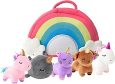 Juego de peluches Pixie Crush unicornio, 5 juguetes de peluche incluye narval, cachorro