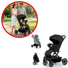 Poussette Bébé Compacte 0-36 Mois 22kg Pliage 1 Clic Dossier Réglable Noir