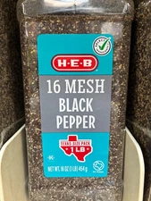 H‑E‑B Texas Originals 16 mesh black pepper Spice Bbq 1lb Size 16oz HEB