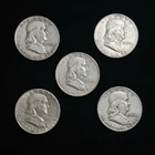 5 Lot Mixed Dates - Franklin Half Dollars Condition VF-EF 90% Silver 50 Cents