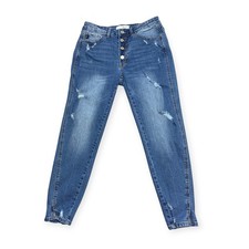 KanCan Jeans Women's Size 13/30 Distressed Button Fly High Rise Skinny Ankle