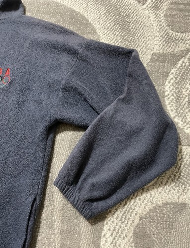 USA Olympic Print VTG Mens Blue Full Zip Mock Neck Fleece Long Sleeve Jacket 2XL - Picture 5 of 13
