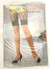 Black QueenTex Bike Footless Tights Sheer Fishnet Mesh Pantyhose OS S M L