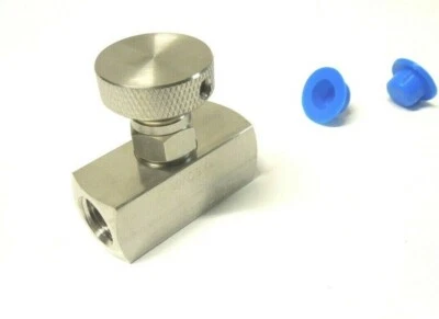 APACHE Needle Valve, Mini, 1/4" Female NPT 6000 PSI 316 Stainless Round Knob <550IN05