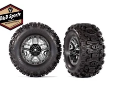 Traxxas 9072 - Tires & wheels, glued black chrome 2.8' wheels Sledgehammer HOSS