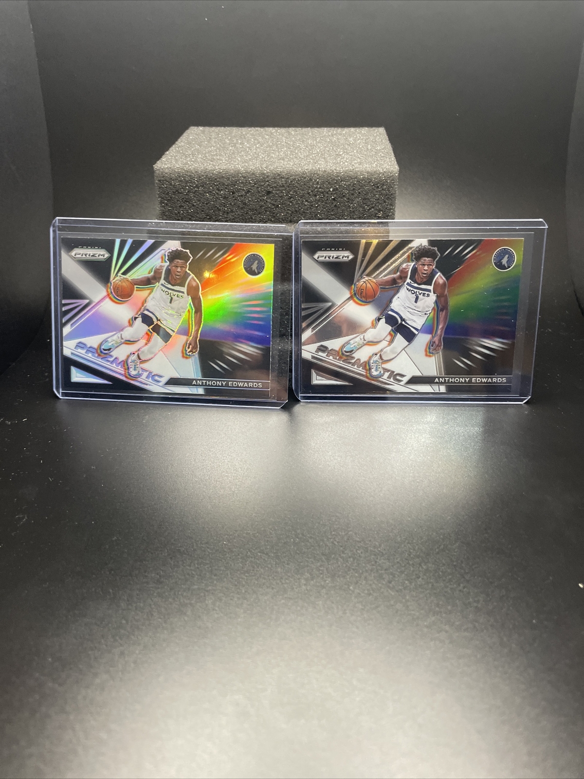 Anthony Edwards 2021-22 Panini Prizm 19 Prizmatic Silver Refractor SP Plus Base