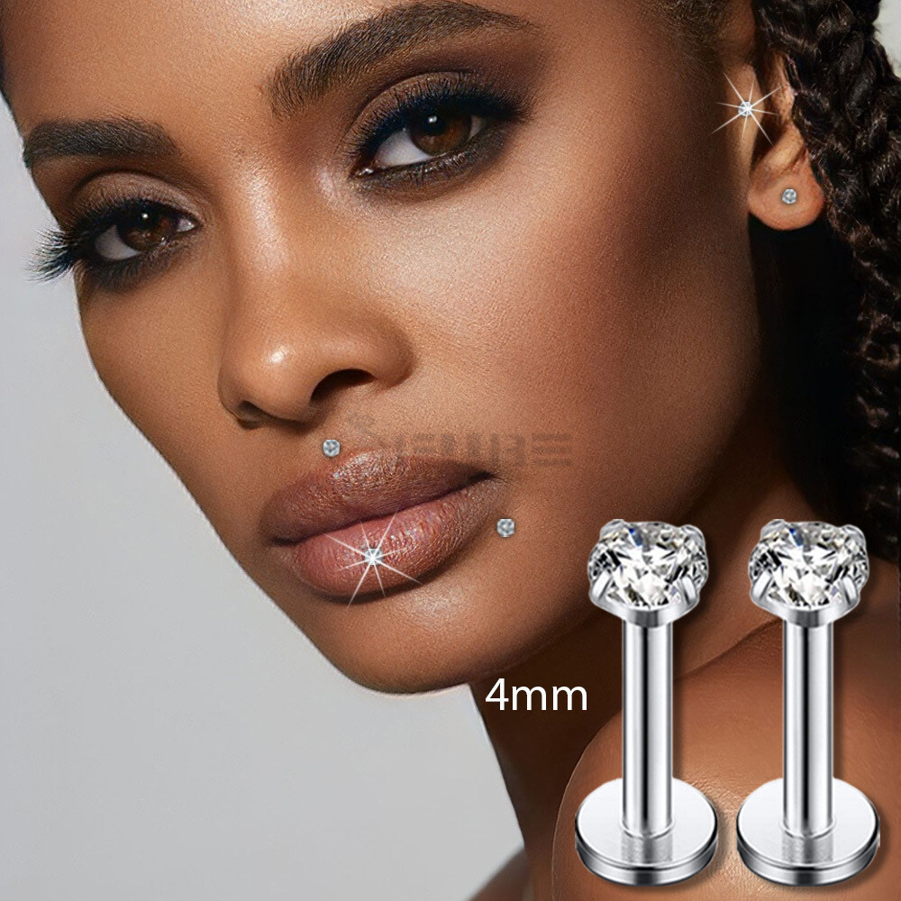 Diamond Piercing On Face Face Stud Piercing 4MM Diamond CZ