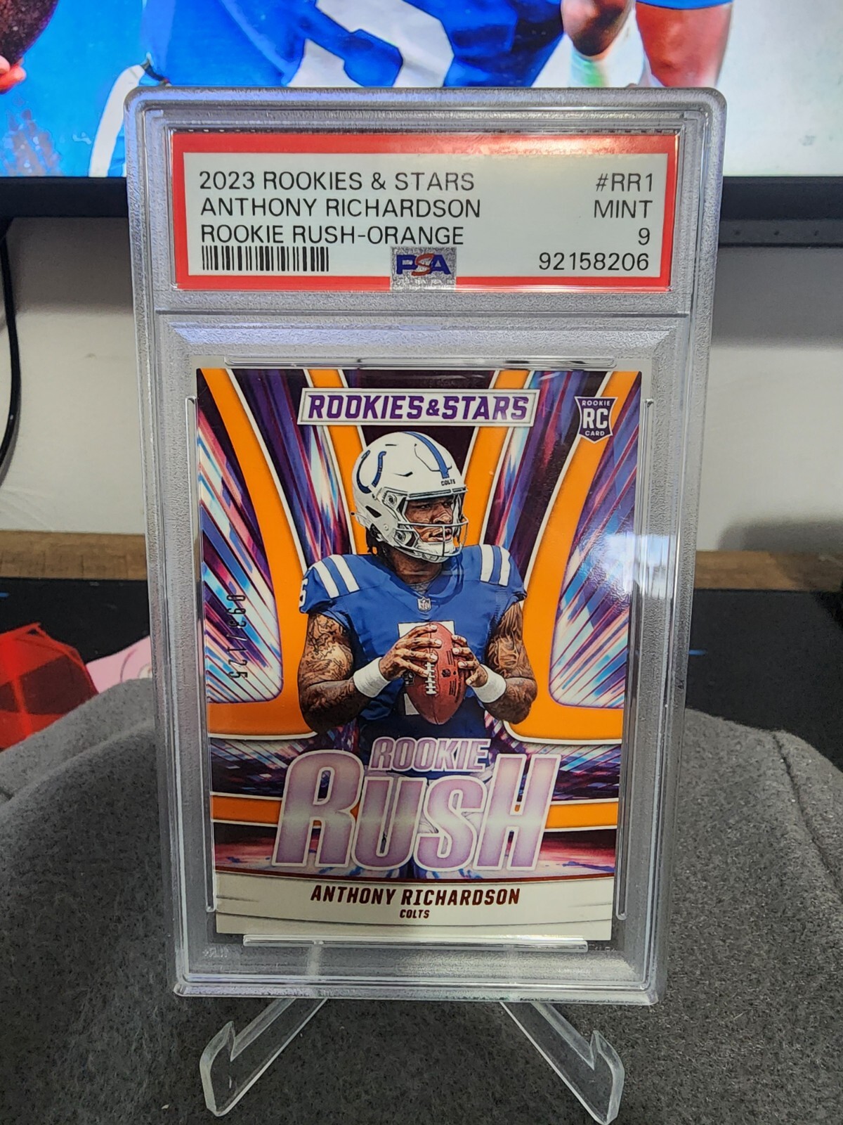 2023 Rookies & Stars -Rookie Rush Orange #RR-1 Anthony Richardson /125 psa 9