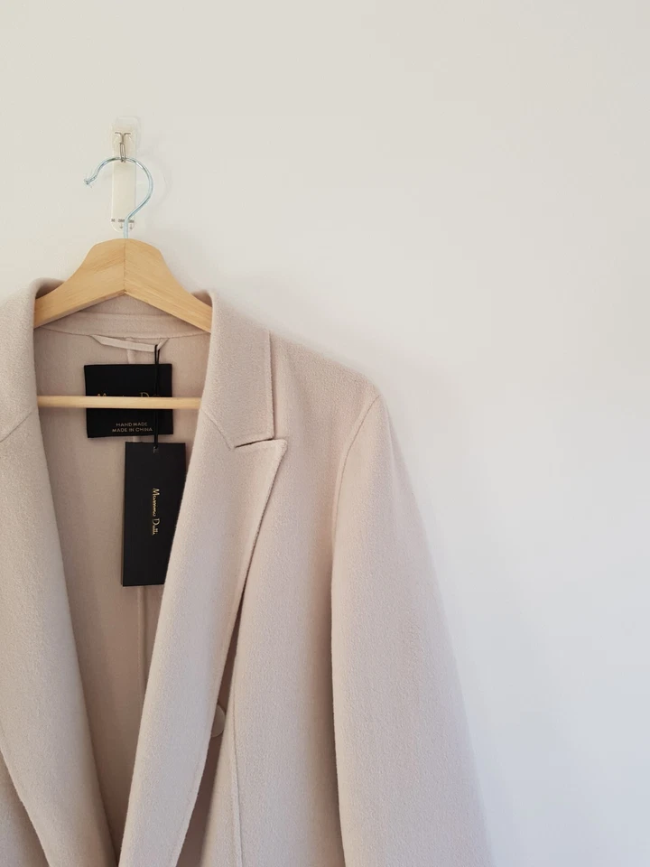 BNWT Massimo Dutti Cream Beige Double Breasted Wool Coat UK8 EU36 US4 Designer - Image 2 of 4