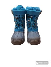 Lands End Insolated Suede/Rubber Snow Boots 473018 Youth Size 1M Excellent Cond 