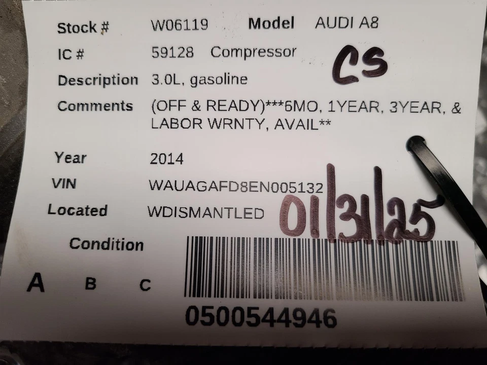 Compresor de aire acondicionado usado se adapta a: Audi a8 2014 3,0 L gasolina grado A Foto 3 de 4