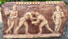 Greco-Roman Wrestling Wood Carving Multicolor Picture Woodworking, Sports Hall