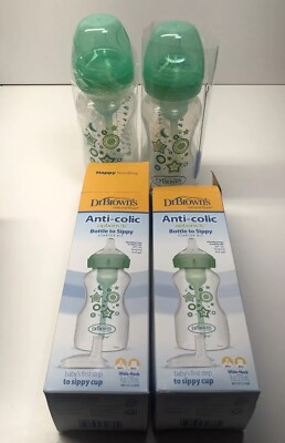 Dr. Brown's Options+ Wide-Neck Anti-Colic 9oz Baby Bottles Set of 2 Sippy