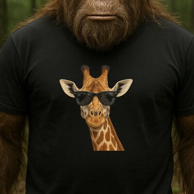 Mens Giraffe Sunglasses Print Cotton T-Shirt Size XS to 5XL