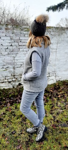Chaleco de lana MERINO lana virgen 100% lana merino - beige - tallas S a XXL - Imagen 9 de 10