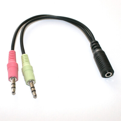 Headset Adapter-Kabel 3,5mm Klinkenbuchse 4-polig  2x 3,5 mm Klinkenstecker CTIA