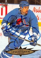 Curtis Leschyshyn autographed Hockey Card (Quebec Nordiques, FT) 1995 Fleer #133