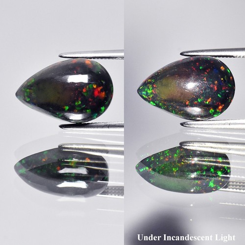 💎 2.44ct 13x8.5mm Pear Cabochon Natural Black Opal - Color Play, Ethiopia Gem