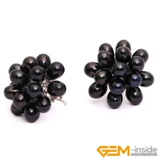 5mm Freshwater Black Pearl Beads Silver Hook Stud Fashion Jewerly Earrings Gift