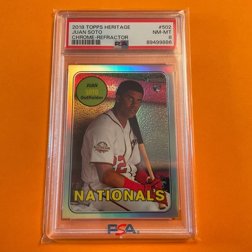 Juan Soto 2018 Topps Heritage Chrome REFRACTOR /569 Rookie RC PSA 8 THC-502