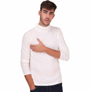 men's short sleeve silk mock turtleneck