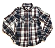 THE NORTH FACE WOMEN'S BLACK & WHITE PLAID BLOUSE, ROLL TAB SLEEVES,  XS, EUC