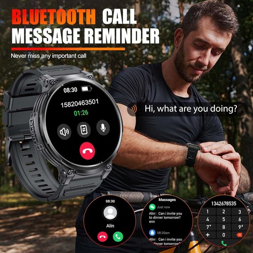 Military Smart Watch For Men (Call Receive/Dial) Rugged Tactical Fitness Tracker - Picture 6 of 20