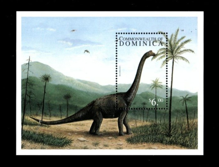 VINTAGE CLASSICS- Dominica 1999- Dinosaurs- Souvenir Stamp Sheet- Scott 2140 MNH