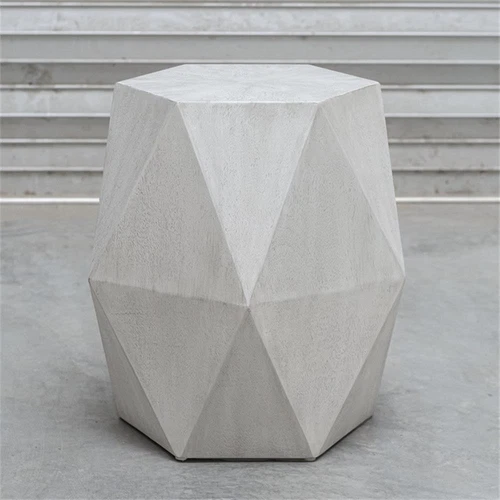 Uttermost Volker Contemporary Wood Geometric Accent Table in White - Picture 6 of 7