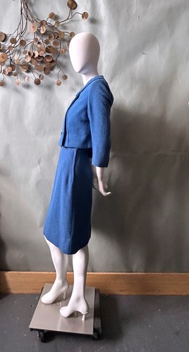 Vintage 1950s Skirt Suit Blue Wool BOYKOFF Lord & Taylor Maisel Wardrobe 60s - Picture 9 of 21