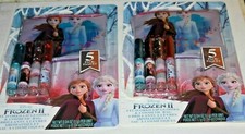 Disney Frozen II 4 Flavored Lip Gloss And Cosmetic Bag Set Lot of 2 In Box
