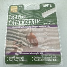 Homax 34030 White Mildew Resistant Tub and Floor Caulk Strip 1-1/4 in. x 5 ft.