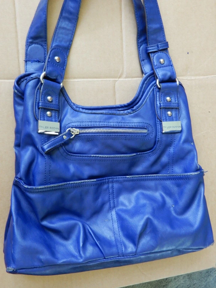 TYLER RODAN Blue Faux Leather SHOULDER HANDBAG Purse MEDIUM SATCHEL Tote - Image 2 of 4