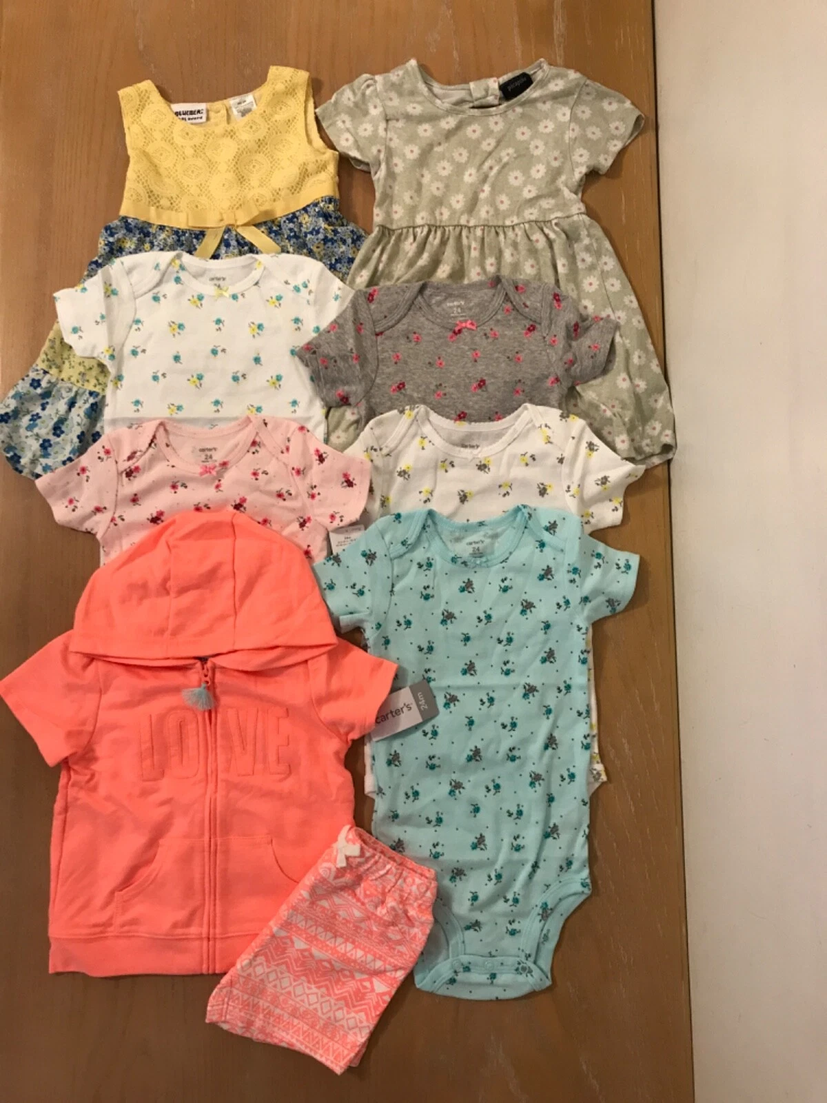 New! Carter's & Others Infant Girls Clothing Lot of 9 (2 Used) Size 24 Months