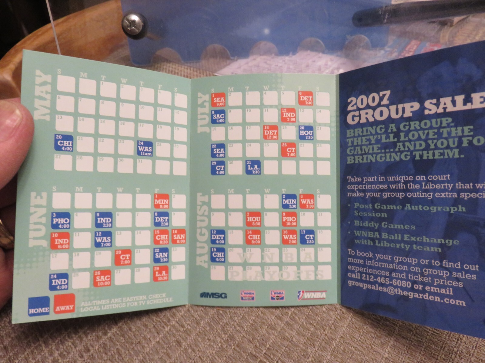 NEW YORK LIBERTY 2007 WNBA POCKET SCHEDULE eBay