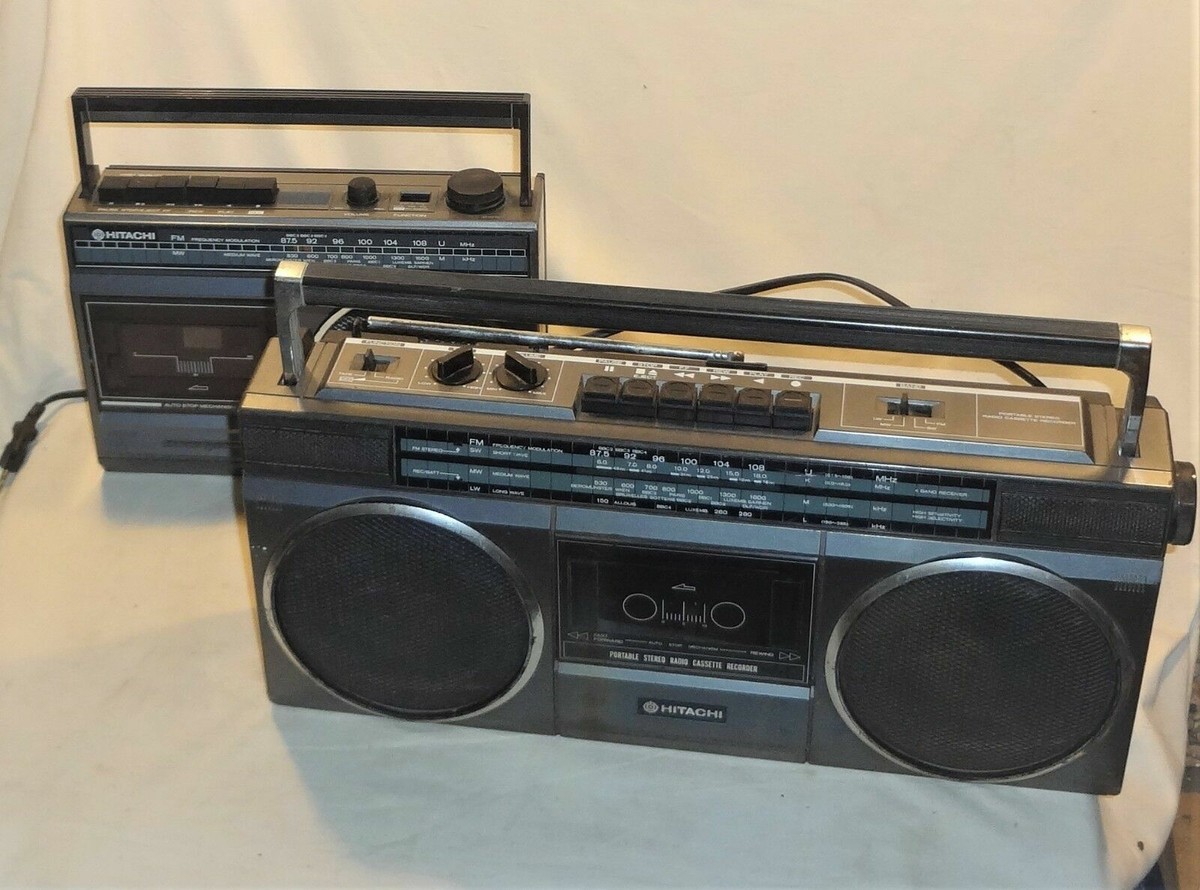 VINTAGE 1980s LOT OF 2 HITACHI TRK 6830E & TRK 510E RADIO CASSETTE