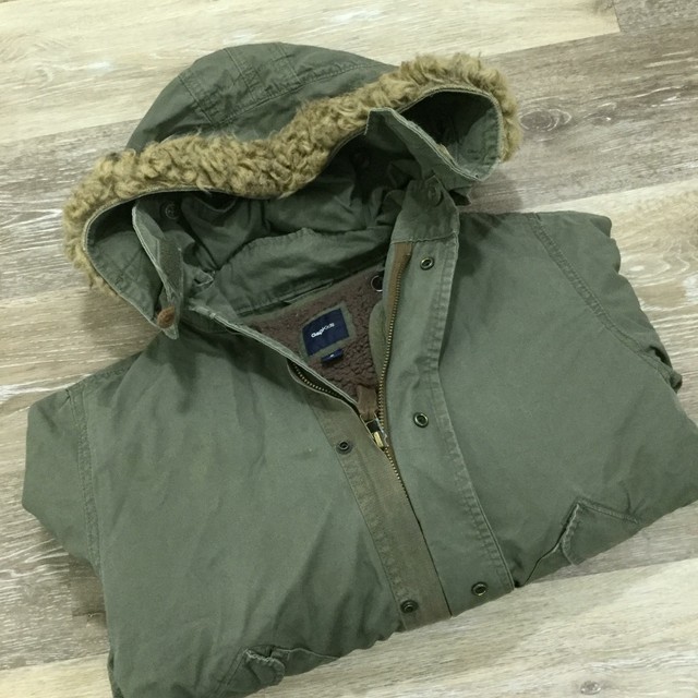 GAP Kids Snap & Zip Up Fleece Lined Green Hooded Winter Jacket Boy's